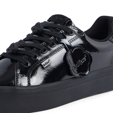 Detail view (close-up) of Adult Womens Tovni Stack Lo Flower Patent Leather Black