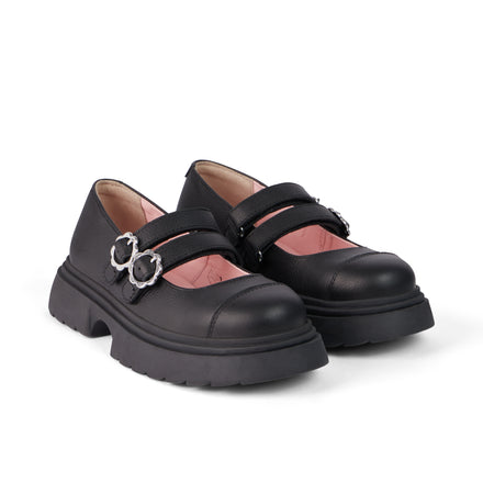 Junior Girls Kenzi MJ Shoes Leather Black