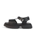 Left side view of Youth Womens Kenzi Leather Sandals Black