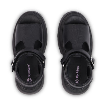 Detail view (Top view mapped) of Youth Womens Kenzi Leather Sandals Black