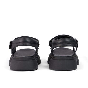 Back view of Youth Womens Kenzi Leather Sandals Black