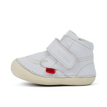 Left side view of Baby Unisex Softer Hi Baby Leather White