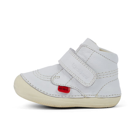 Left side view of Baby Unisex Softer Hi Baby Leather White