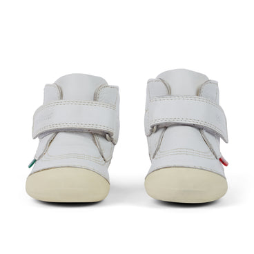 Front view of Baby Unisex Softer Hi Baby Leather White