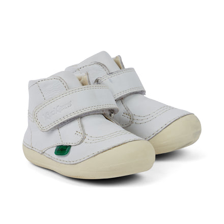 Front ¾ right of Baby Unisex Softer Hi Baby Leather White