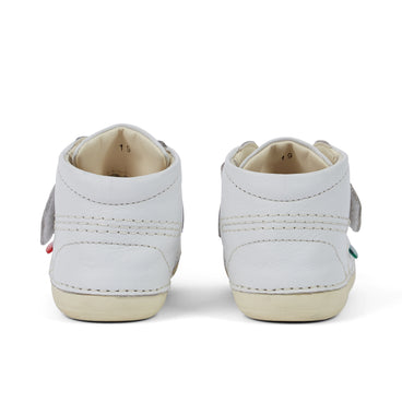 Back view of Baby Unisex Softer Hi Baby Leather White