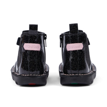 Back view of Infant Girl's Kick Chelsea Galactic Leather Black