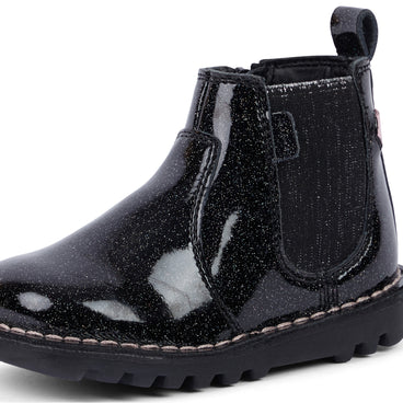 Detail view (close-up) of Infant Girl's Kick Chelsea Galactic Leather Black