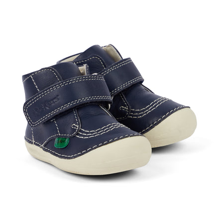 Front ¾ right of Baby Unisex Softer Hi Baby Leather Navy
