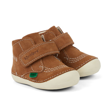 Front ¾ right of Baby Unisex Softer Hi Baby Suede Tan