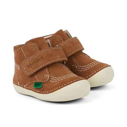 Front ¾ right of Baby Unisex Softer Hi Baby Suede Tan