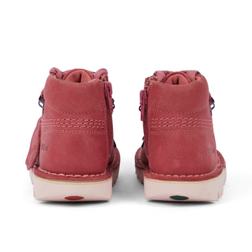 Back view of Infant Unisex Kick Hi Explore Leather Pink