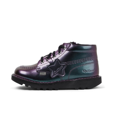 Left side view of Infant Girl's Kick Hi Galactic Patent Leather Purple