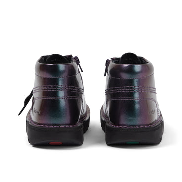 Back view of Infant Girl's Kick Hi Galactic Patent Leather Purple