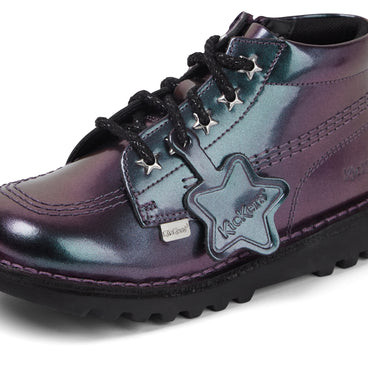Detail view (close-up) of Infant Girl's Kick Hi Galactic Patent Leather Purple
