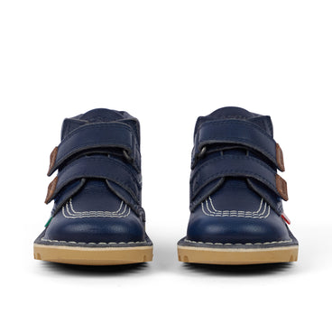 Front view of Infant Unisex Kick Hi Roll Leather Navy