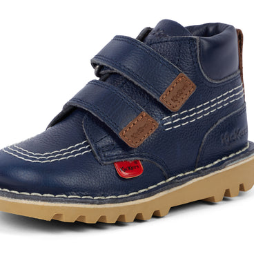 Detail view (close-up) of Infant Unisex Kick Hi Roll Leather Navy