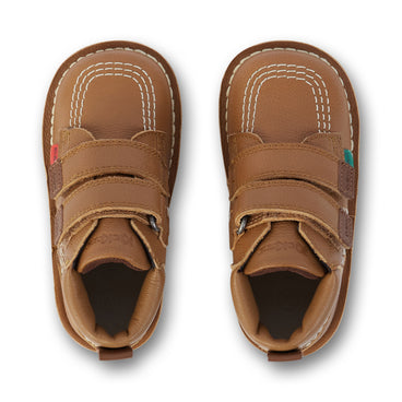 Detail view (Top view mapped) of Infant Unisex Kick Hi Roll Leather Tan