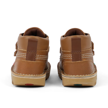 Back view of Infant Unisex Kick Hi Roll Leather Tan