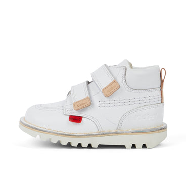 Left side view of Infant Unisex Kick Hi Roll Leather White