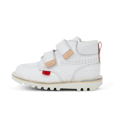 Left side view of Infant Unisex Kick Hi Roll Leather White