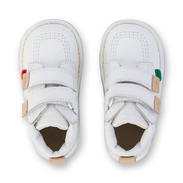 Detail view (Top view mapped) of Infant Unisex Kick Hi Roll Leather White