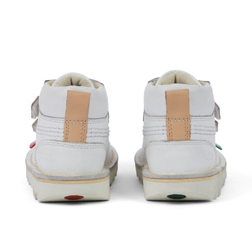 Back view of Infant Unisex Kick Hi Roll Leather White