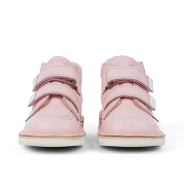 Front view of Infant Unisex Kick Hi Roll Leather Light Pink