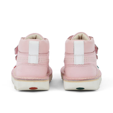 Back view of Infant Unisex Kick Hi Roll Leather Light Pink