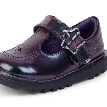Detail view (close-up) of Infant Girl's Kick T-Bar Galactic Patent Leather Purple