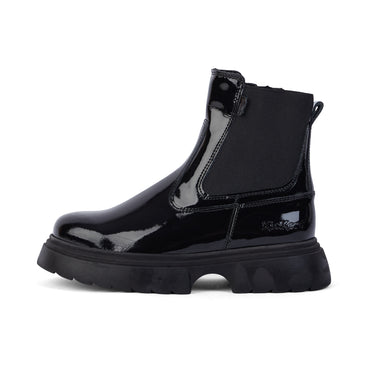 Left side view of Junior Women Kenzi Chelsea Patent Leather Black