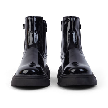 Front view of Junior Women Kenzi Chelsea Patent Leather Black