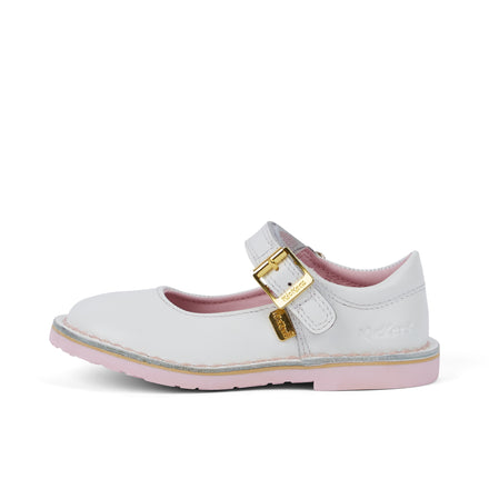 Left side view of Infant Unisex Adlar MJ Leather White