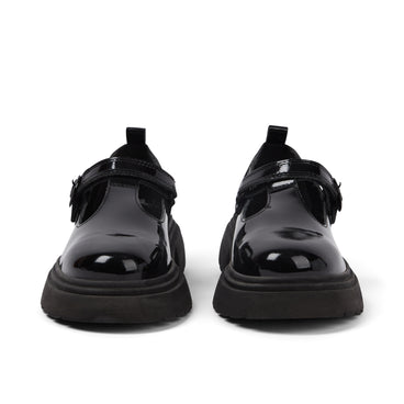 Front view of Junior Women Kenzi T-Bar Patent Leather Black