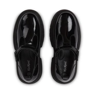 Detail view (Top view mapped) of Junior Women Kenzi T-Bar Patent Leather Black