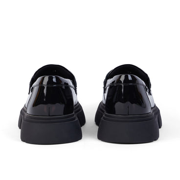 Back view of Youth Womens Kenzi Loafer Leather Black
