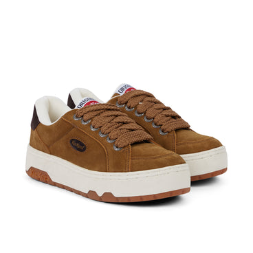 Front ¾ right of Adult Unisex 70 Lo Suede Tan