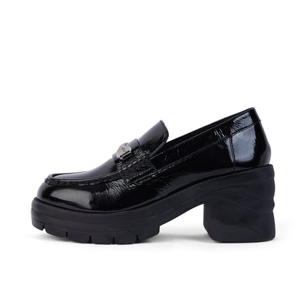 Left side view of Adult Women Edie Loafer Patent Leather Black