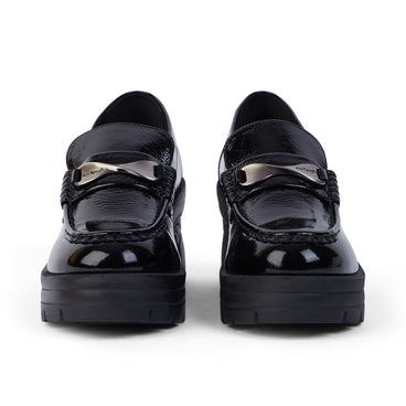 Front view of Adult Women Edie Loafer Patent Leather Black