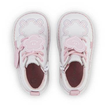 Detail view (Top view mapped) of Infant Girl's Kick Hi Wave Leather White
