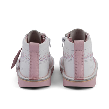 Back view of Infant Girl's Kick Hi Wave Leather White