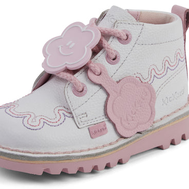 Detail view (close-up) of Infant Girl's Kick Hi Wave Leather White