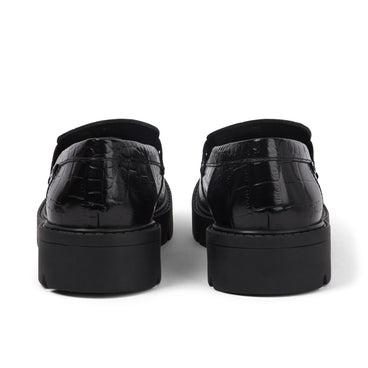 Back view of Adult Female Kori Loafer Croc Leather Black