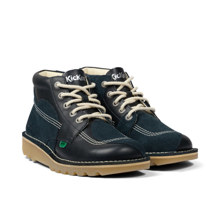 Front ¾ right of Adult Unisex Kick Hi Stitch Boots Navy