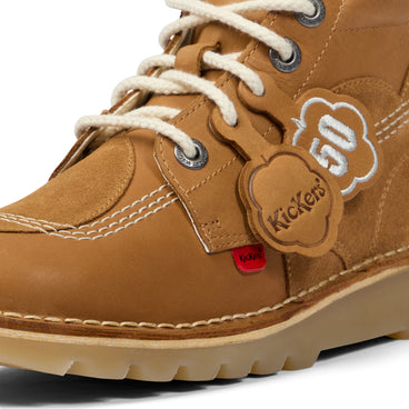 Detail view (close-up) of Adult Unisex Kick Hi Stitch Boots Tan