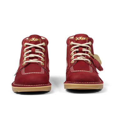 Front view of Adult Unisex Kick Hi Goldie Boots Red