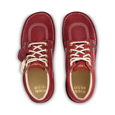 Detail view (Top view mapped) of Adult Unisex Kick Hi Goldie Boots Red