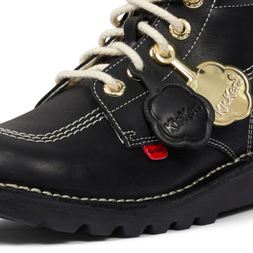 Detail view (close-up) of Adult Unisex Kick Hi Goldie Boots Black