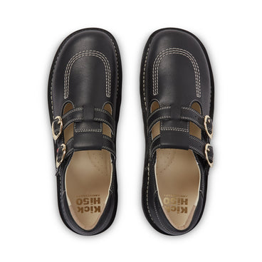 Detail view (Top view mapped) of Adult Unisex Kick T-Bar Goldie Shoes Black