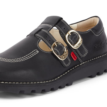 Detail view (close-up) of Adult Unisex Kick T-Bar Goldie Shoes Black